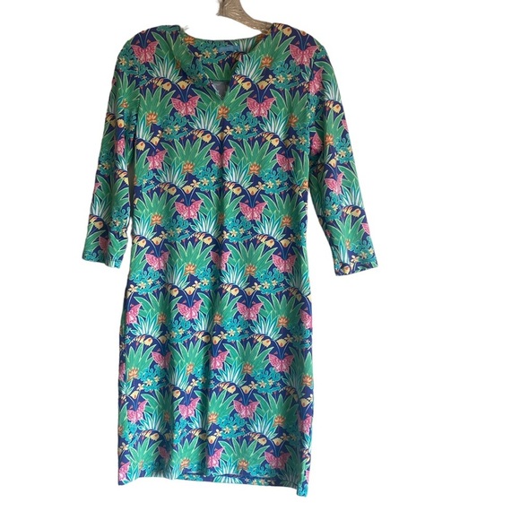 J.Mclaughlin Carly Spring Butterfly Catalina Cloth Shift Dress Blue Size Small - Picture 2 of 11